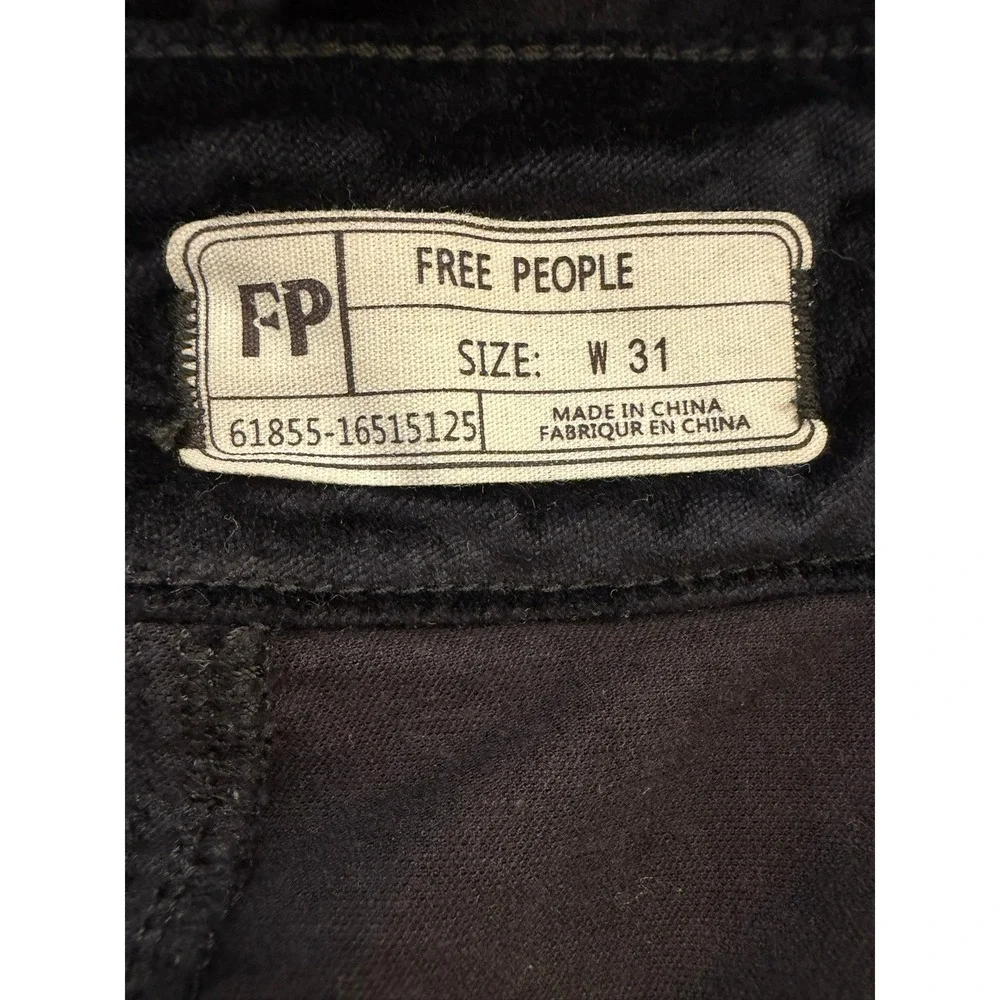Free People Black Velvet Mini Skirt Size 31 O-Ring Back Zip Double‎ Button Side